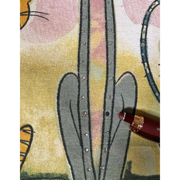 Jess & Jane Pink Y2K Cat Kitten Long Sleeve Shirt Cotton Vintage Meow Size XL - Picture 5 of 5